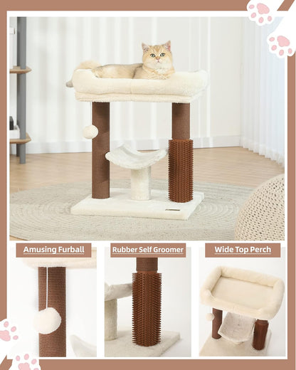 Hoopet cat Tree Tower,cat Scratching Post for Indoor Cats,Featuring with Super Cozy Perch,Cat Self Groomer and Interactive Dangling Ball Great for Kittens and Cats
