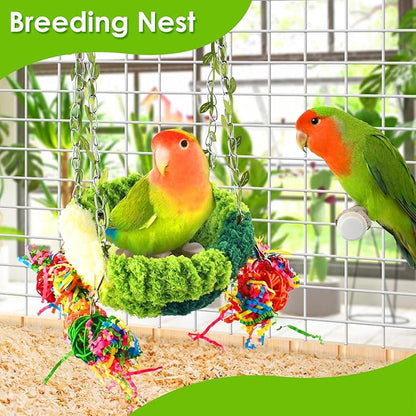 KATUMO Bird Nest, Conure Breeding Bed Parrotlet Snuggle Nest Lovebird Bed Bird Swing Bed for Small Birds, Size Small