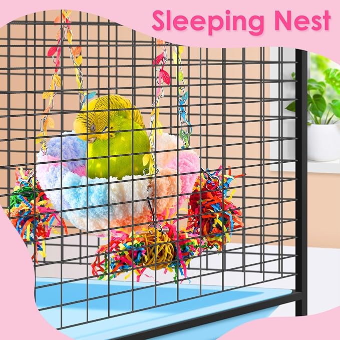 KATUMO Parakeet Nest, Parrot Breeding Bed Conure Snuggle Nest Cockatiel Swing Bed for Small Pets, Size Large
