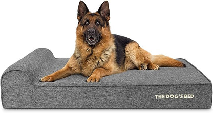 The Dog’s Bed Orthopedic Headrest Dog Bed XL Linen Grey, Memory Foam, Pain Relief for Arthritis, Hip & Elbow Dysplasia, Post Surgery, Lameness, Waterproof Washable Cover