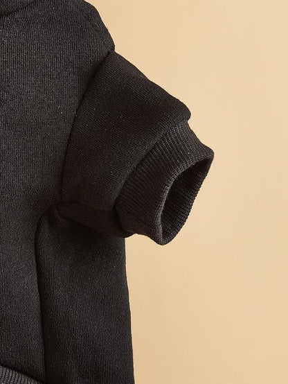 QWINEE Basic Dog Hoodie Sweatshirt Puppy Sweater Warm Cat Costumes Pet Clothes for Chihuahua Puppy Kitten Small Medium Dogs Black Medium