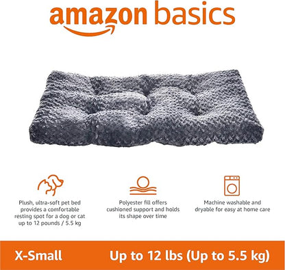 Amazon Basics Cat and Dog Bed and Crate Pad, Machine Washable, Indoor, 23 x 18 x 2.5 inches, Gray
