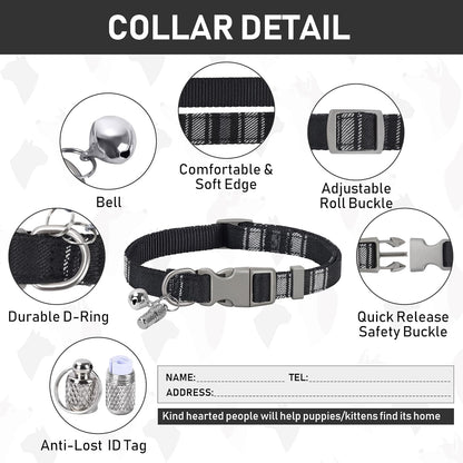 GAMUDA Small Dog Harness Collar and Leash Set, Step in No Chock No Pull Soft Mesh Adjustable Dog Vest Harnesses Plaid Reflective for Dogs Puppy Cats Kitten Rabbit (Black, XXXS)