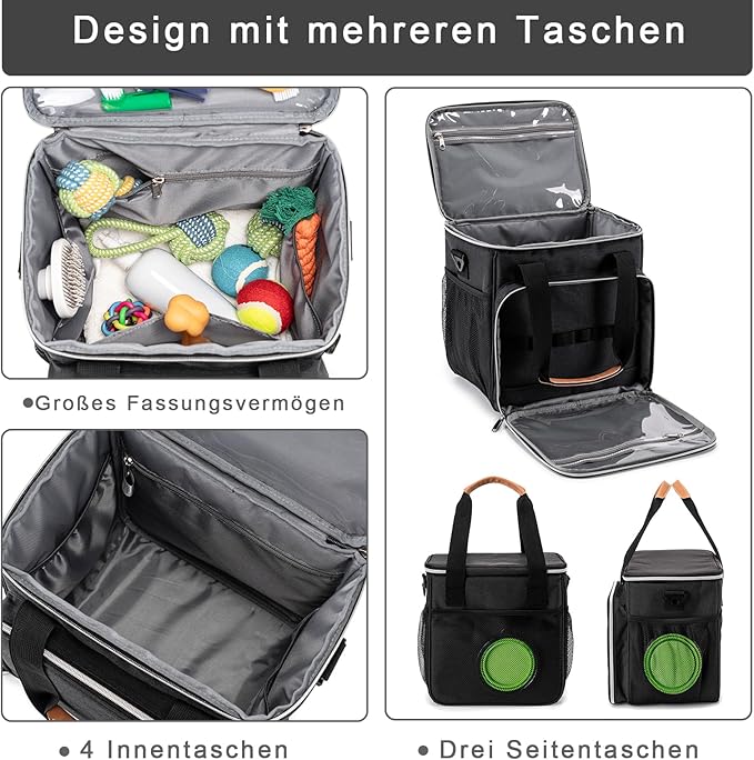 Pet Grooming Bag, Dog Grooming Supplies Organizer Tote Bag, Perfect for Pet Grooming Tool Kit Accessories-Black