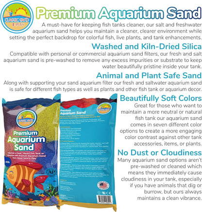 CLASSIC SAND & PLAY Natural Aquarium Sand for Freshwater and Saltwater Tanks, 40 lb. Bag, Improves Filter Life and Filtration Process, Pre-Washed Fine Sand, Rainbow
