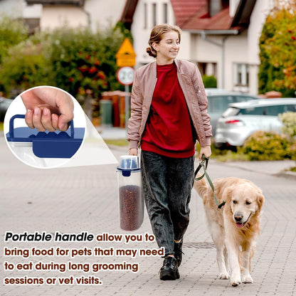 TBMax 2 Pack Cat Dog Food Storage Containers 8 to 10 Lbs, Portable Travel Pet Container Dispenser with Easy-Pouring Spout & Cup, Airtight Bird Seed Container Dog Treat Storage Bin