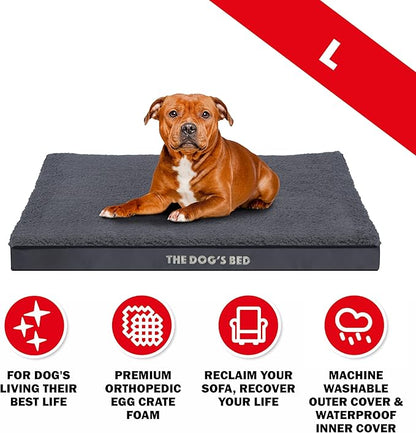 The Dog’s Bed Orthopedic Dog Bed, Large Grey Plush, Waterproof, Supportive Dog Bed with Washable Replaceable Covers