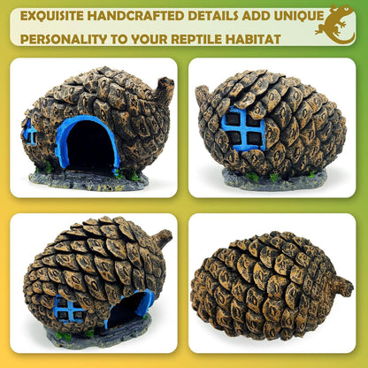 Bearded Dragon Reptile Hide Leopard Gecko Caves Pine Cone Lizard Hideout Tank Accessories Snake Décor Amphibian Habitat Tortoise Decoration