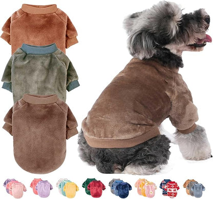 FabriCastle Dog Sweater, 3-Pack Dog & Cat Clothes, Ultra Soft and Warm Pet Jackets XXS XS for Small Dogs Boy & Cats, Winter Pet Apparel Costumes, Puppy Outfits (Camel,Khaki,Olive, Small)