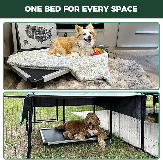 FXW TitanNest Chew-Proof Elevated Dog Bed, Raised Cot for Indoor/Outdoor/Camping Use, Durable & Waterproof Cooling Pet Bed for Extra-Small Dogs, 29.0" L x 18.0" W x 4.5" H, Black