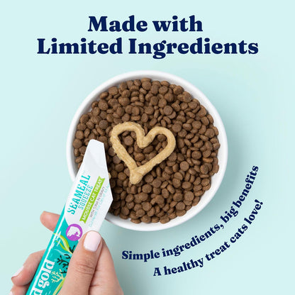 SeaMeal Squeeze Tuna Lickable Cat Treat with Seaweed for Skin, Coat, Digestive & Immune Health - Natural, Holistic, Grain-Free (4 Squeezes)