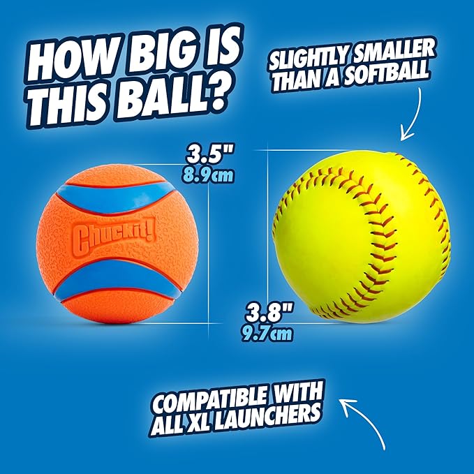 Chuckit! Ultra Ball Dog Toy - Size XL - For Dogs 100+ lbs - Made from Durable Rubber - Super Bouncy - Floats in Water - 3.5-inch Diameter - Pack of 1