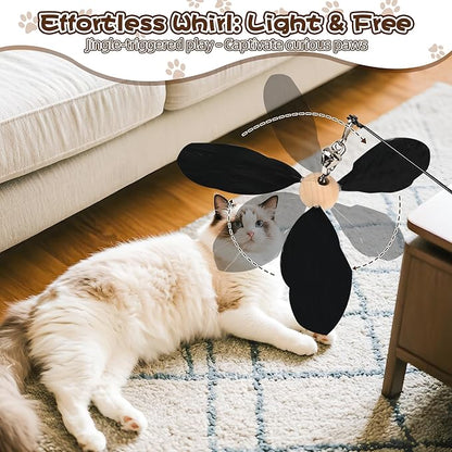 Cat Feather Toys, Enhanced Suction Cup Cat Toys, Interactive Cats Teaser Wand, 10pcs Fishing Pole Feathers Toy Replacements & 2pcs Bouncy Balls, 2 Types Door Hanging Cats String Toy