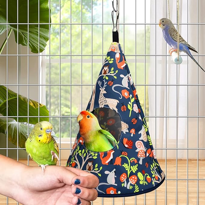 Parrot Cockatiel Warm House Bird Nest Bed All Season Hanging Hammock Birds Sleeping Bed Parrot Hideaway Bed Polyester Fabric Washable for Parakeet Cockatiels Budgies Lovebird