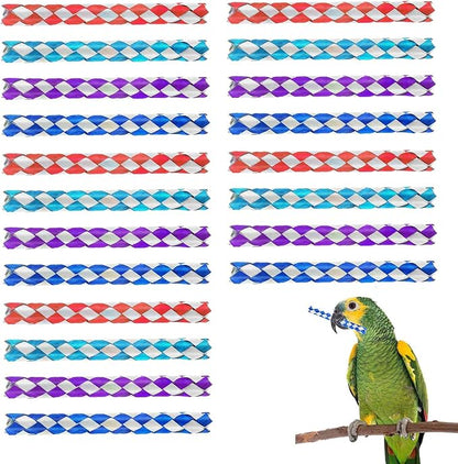 Parrot Toys 20 Pcs 5.5in, Bird Toys Bamboo Finger Traps,DIY Core Bird Chewing Toy Components,Colorful Chewing Toy,for Small Medium Parrots Parakeets,Cockatiel.