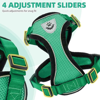 PUPTECK Cat Harness and Leash Set Escape Proof Reflective Cat Walking Harness Adjustable Soft Breathable Mesh Vest for Small Pets, Dark Green, S