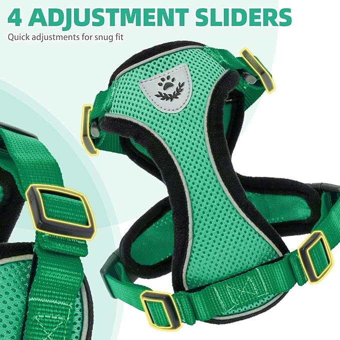 PUPTECK Cat Harness and Leash Set Escape Proof Reflective Cat Walking Harness Adjustable Soft Breathable Mesh Vest for Small Pets, Dark Green, M