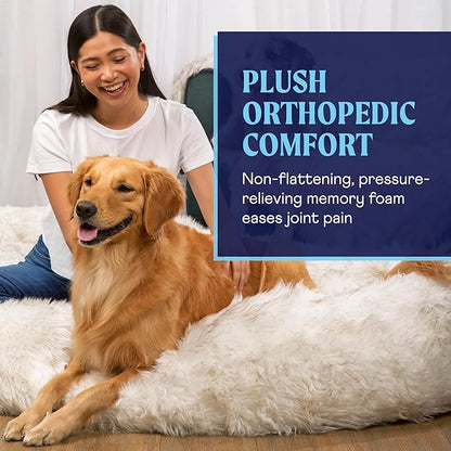 PupCloud, Human-Sized Dog Bed, Faux Fur Memory Foam, Waterproof and Machine Washable, Ultra-Soft Cover