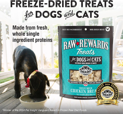 Northwest Naturals Raw Rewards Freeze-Dried Chicken Breast Treats for Dogs and Cats - Bite-Sized Pieces - Healthy, 1 Ingredient, Human Grade Pet Food, All Natural, Proudly Made in USA, 10 Oz