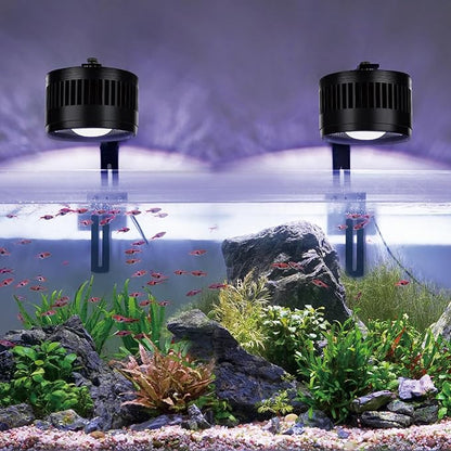 AQQA Aquarium Clip-On Stream Light with Controller, LED Fish Tank Light with 3 Modes (White/RGB/Full Spectrum), Timer & 6 Brightness Levels, Adjustable Clamp for Freshwater Plants Fish Tanks 80W