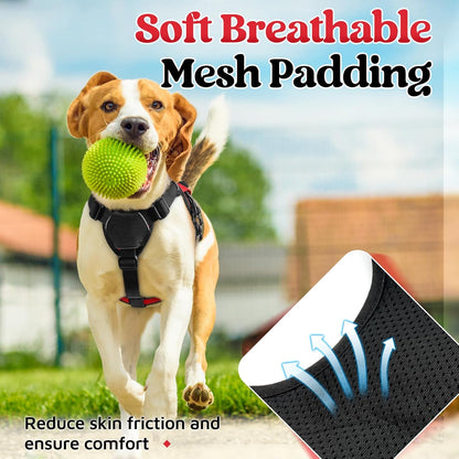 rabbitgoo Escape Proof Dog Harness, Soft Padded Full Body Pet Harness, Reflective Adjustable No Pull Vest with Lift Handle and Leash Clip for Large Dogs Walking Hiking Training, S, Red