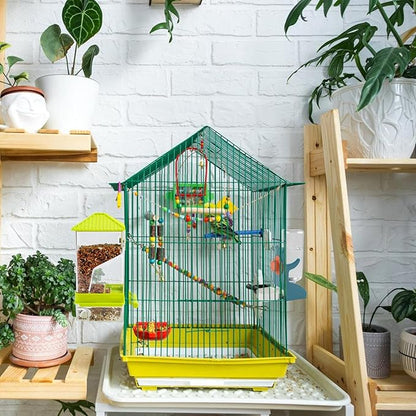 Rypet No Mess Bird Water Feeder Dispenser Set Automatic Bird Feeder for Cage Transparent Food Container for Cage Acrylic Parrot Seed Feeders Accessories for Small Birds Parrot Cockatoo Canary