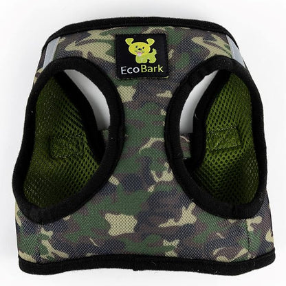 EcoBark Step in Dog Harness - Eco-Friendly Teacup Dog Harnesses for XXS, XS, and Small Dogs - Reflective and Adjustable Mini Body Halter Vest -Tiny Soft Mesh Toy Breed Harness Under 5 lbs (Camo, XXS)