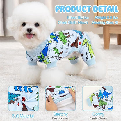 XPUDAC 4 Pack Dog Pajamas for Small Medium Sized Doggie Comfy Strechy Dog Pjs for Boy Puppy Clothes Cat Onesies Pet Outfits, XL