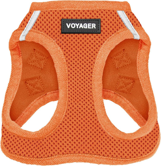 Best Pet Supplies Voyager Step-in Air Harness - All Weather Mesh, Reflective, No Pull Harness for Dogs, Cats - Secure with Hook & Loop Fastener, Buckle, Double D-Rings - Orange, XL