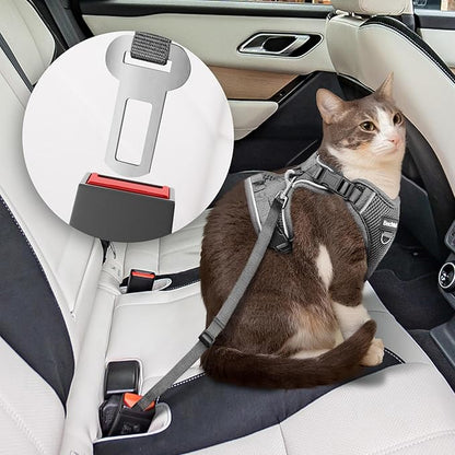 Cat Harness and Leash Set for Walking Escape Proof, Adjustable Soft Kittens Vest with Reflective Strip for Cats, Comfortable Outdoor Vest, Cat Car Leash, Grey, XS