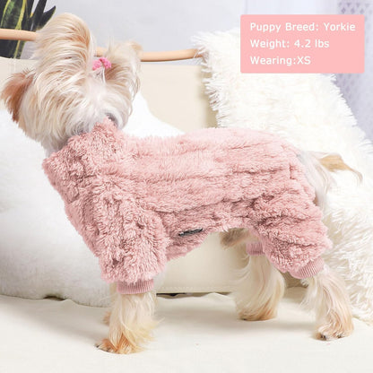 Dog Sweater for Small Dogs, XXS Dog Sweaters Turtleneck Doggie Pajamas Jumpsuits, Small Doggy Clothes Girl Boy, Cold Weather Puppy Onesie Outfits Yorkie Chihuahua Apparel,Light Pink,XXS