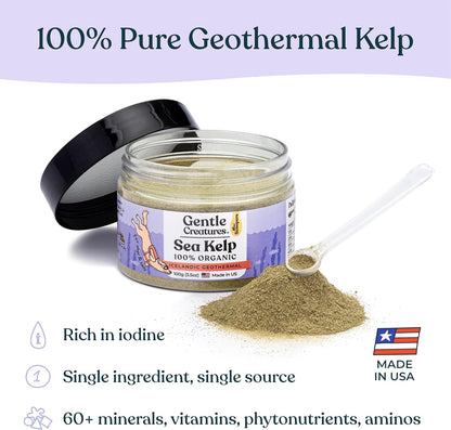 Gentle Creatures Sea Kelp Organic Supplement for Dogs and Cats, Icelandic Geothermal, 3.5oz, with 60+ Minerals and Vitamins, Made in US