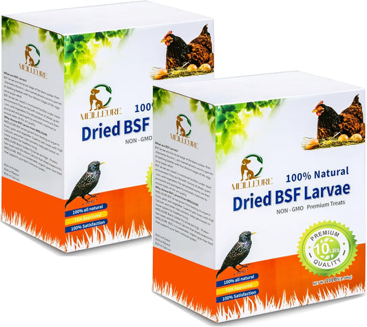 BSF Larvae 85X Calcium Than Dried Meal Worms 20LB(10lbx2) for Chicken Feed - Bulk Black Soldier Fly Larvae Poultry Treats - BSF Grubs Non-GMO Food High Protein Meal Worms for Hens,Wild Bird