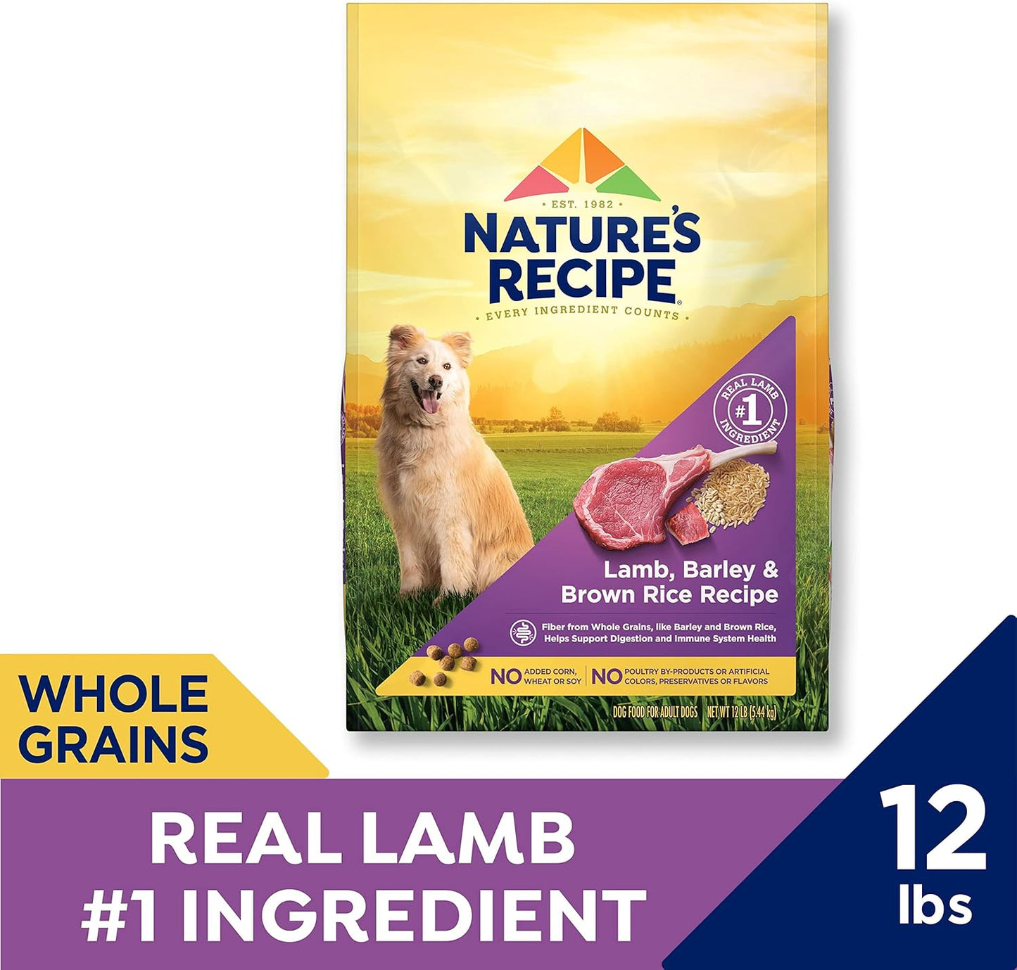 Nature′s Recipe Lamb, Barley & Brown Rice Recipe Dry Dog Food, 12 lb. Bag