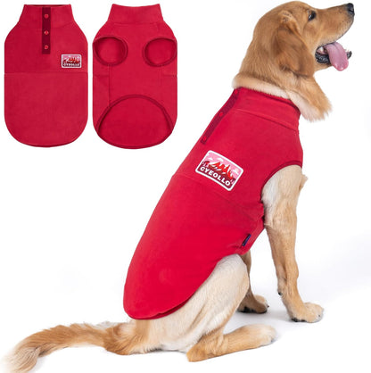 cyeollo 3XL Fleece Dog Sweater, Pullover Sweatshirt Stretchy Fleece Vest Warm Winter Fall Clothes for Large Dogs Boy Girl Turtleneck Pet Apparel, Red XXXL