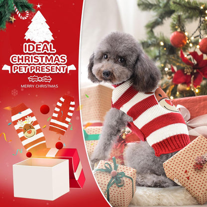 PETCARE Reindeer Christmas Dog Sweater Red Striped Cat Sweater Cartoon Elk Pet Vest Holiday Dog Clothes Puppy Sweaters for Small Medium Large Dogs Cats Fall Winter Outfits Xmas Dogs Costume,Large