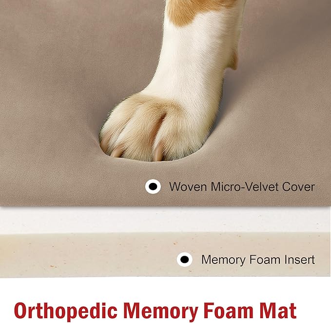 Majestic Pet Orthopedic Memory Foam Dog Crate Mat - Plush Pet Bed Pad for Crates & Kennels | USA Crafted | 42"x26" Villa Pearl