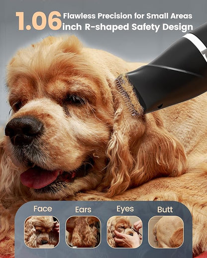 4 in 1 Dog Grooming Kit for Thick Hair, 2000mAh Heavy Duty Dog Clippers for Grooming, 2-Speed Low Noise Dog Paw Trimmer with Nail Grinder for Body, Paws, Nail, Face, Ears, Legs