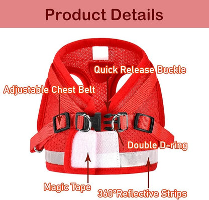 Cat Harnesses and Puppy Harness with Leashes Set, Escape Proof Cat Harness, Adjustable Reflective Soft Mesh Vest Fit Puppy Kitten Rabbit Ferrets's Outdoor Harness