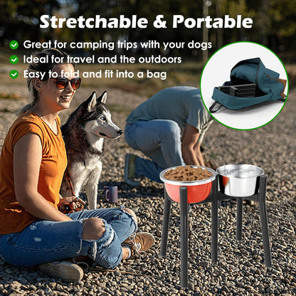 Raised Dog Bowl Stand for Large Dogs, Adjustable Width 7-10.6, 13.7 inch Tall Dog Food Water Stand,Bowl Not Include