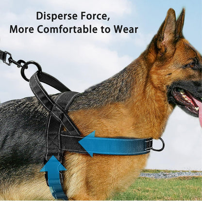 No Pull Dog Harness Black for Small Medium Large Sized Dog, Reflective Escape Proof Adjustable Dog Harnesses with 2 Patch, XL