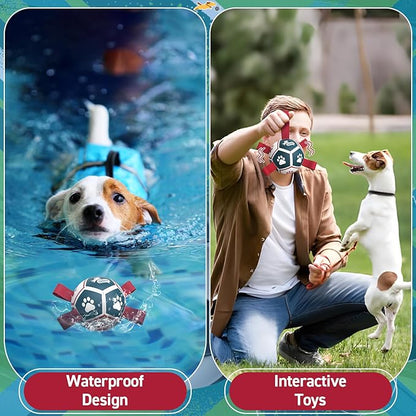 QDAN Dog Toys Balls with Bell Inside, Durable Dog Balls for Tug of War, Puppy Birthday Gifts, Dog Water Toys, Squeaky Ball for Small Dogs(Blue Red, 5 inch)