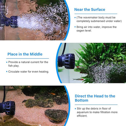 hygger Aquarium Wave Maker for 10-20 Gallon Fish Tanks, Adjustable DC Power Heads for Aquarium with Controller, Aquarium Circulation Pump With Magnetic Base for Saltwater Freshwater Tank 790 GPH