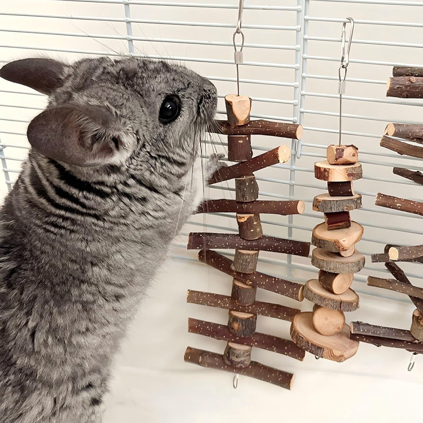 Apple Branch Rabbit Chew Toys: 2 Pcs Chewing Sticks for Guinea, Hamsters, Pigs, Bunnies, Chinchillas, Small Pets - Wooden Molar Teeth Grinding Treats for Rodents