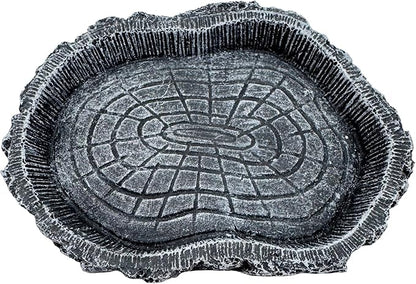 2 Pack Shallow Reptile Food Bowls, Reptile Feeding Terrarium Bowls for Bearded Dragon Lizard Frog Gecko Tortoise Hermit Crab Snail (Black)