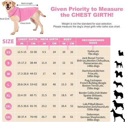 Fleece Dog Coat Winter Pet Jacket Reflective for Cold Weather for Large Medium Small Dogs(Pink,S)