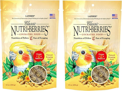 LAFEBER'S Classic Nutri-Berries Pet Bird Food, Made with Non-GMO and Human-Grade Ingredients, for Cockatiels (10 oz Pack of 2)