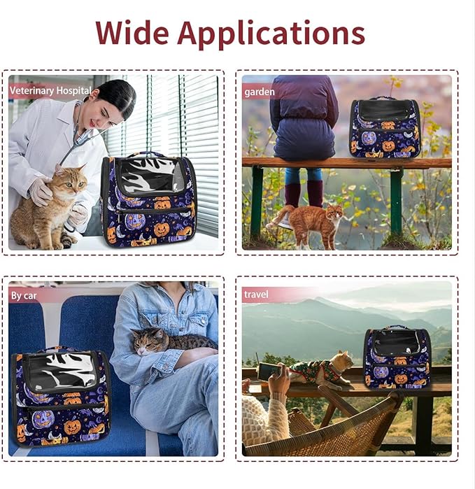 Pumpkin Helloween6 Cat Carrier Backpack,900D Wear-Resistant Oxford Fabric, Dog Carrier Cat Backpacks Suitable for Travel