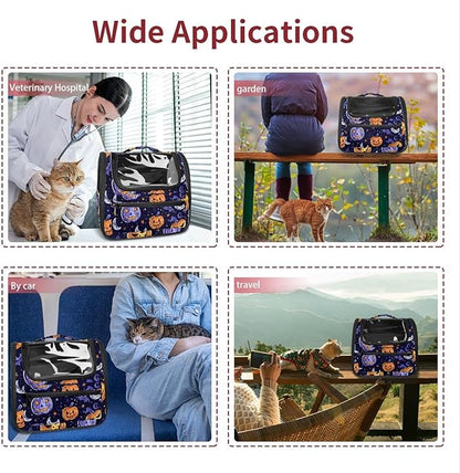 Pumpkin Helloween6 Cat Carrier Backpack,900D Wear-Resistant Oxford Fabric, Dog Carrier Cat Backpacks Suitable for Travel