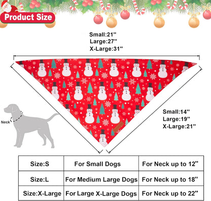 ADOGGYGO Christmas Dog Bandana, Snowman Santa Pet Scarf, Premium Durable Fabric, Adjustable Fit Christmas Bandanas for Medium Large Dogs Pets (Large)
